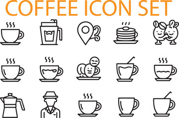 Coffee icons beverage drinks and food items steam