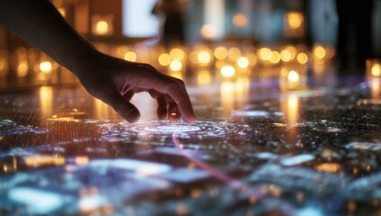 Hand interacting with digital city map