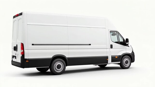 White delivery van isolated on white background. Mockup van.