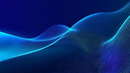 Digital technology abstracts background with glowing blue wave pattern and dynamic dots creating futuristic and modern visual effect suitable for innovation and creative design