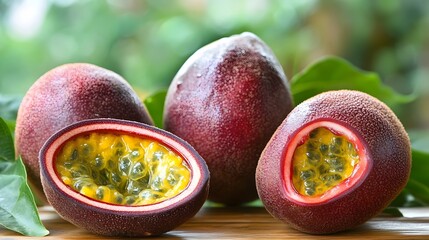 Juicy Passion Fruit Closeup Photography Still Life