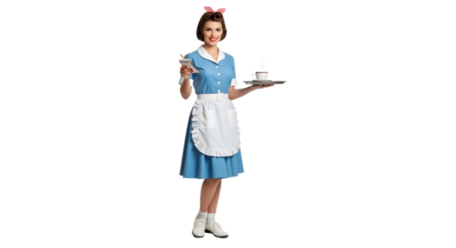 Vintage Waitress Serving Coffee