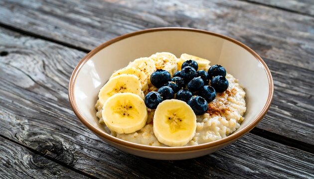 Oatmeal with banana and blueberries