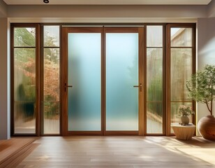 modern interior sliding barn door frosted glass room divider