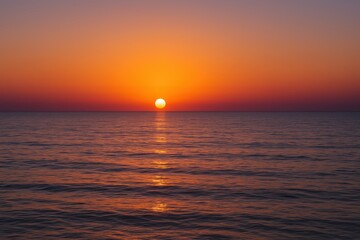 Naklejka premium Ocean sunset with golden reflections on calm water peaceful seascape nature photography horizon view