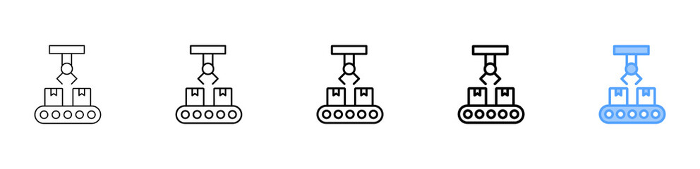 Conveyor Icon Different Style Outline Collection Set 
