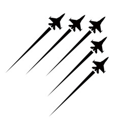 contrail and fighter jet silhouette,Fighter jets performing aerobatic flyovers at air shows and major events