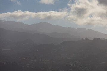 View of the seaside landscape. Pico de Bandama and Caldera on Gran Canaria in Spain
