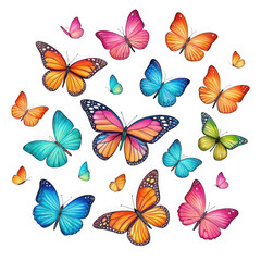 Vibrant butterfly collection isolated on transparent background