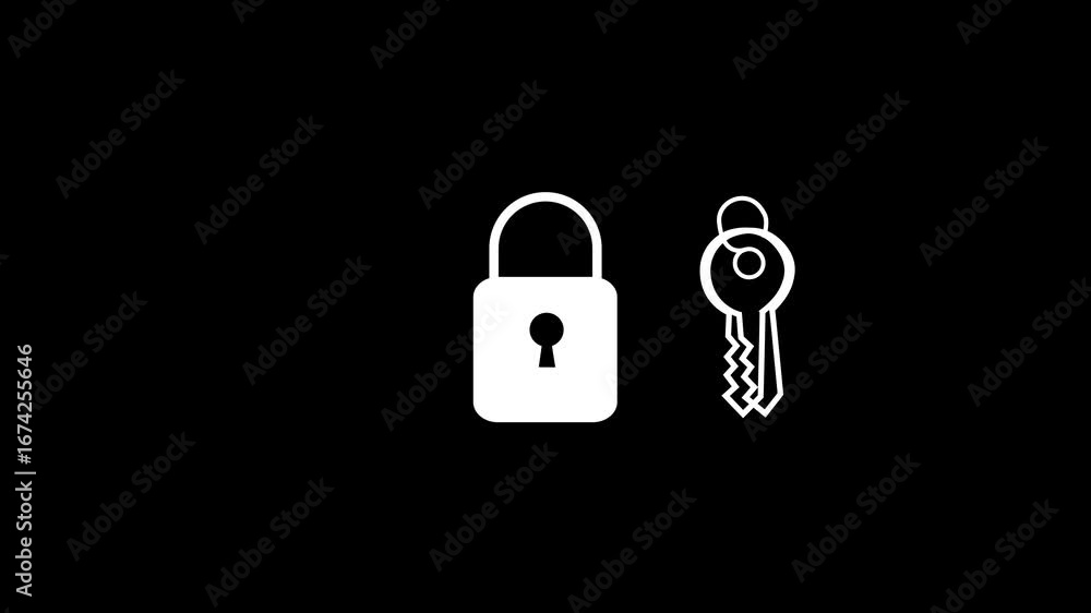 Poster safe secure padlock with key,4k video animation