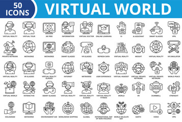 Virtual world icon set collection vector illustration