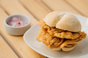 Traditional Peruvian Pejerrey Fish Omelette Sandwich from Chincha – Authentic Street Food Photography