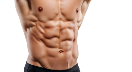 Defined Abdominal Muscles of Athletic Man