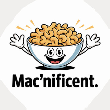 Funny Mac and Cheese Cartoon Bowl with Pun Text