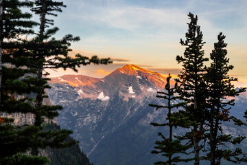 Scenic Sunrise on Highline Trail at Glacier National Park