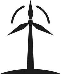 Bold black silhouette vector of a modern wind turbine generating clean renewable energy