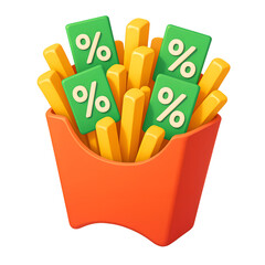 French Fries with Discount Symbols &ndash; Fast Food Promotion Concept.png