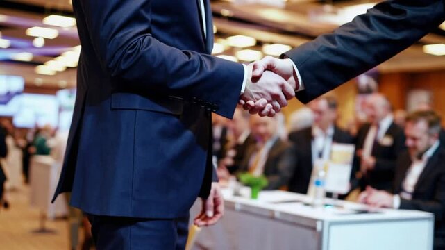 Handshake Two people shaking hands on business event. meeting
