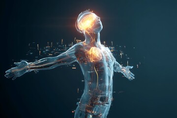 A Translucent Human Figure Illuminated with Internal Light Sources