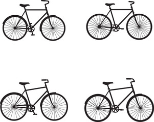 Four Classic Bicycle Silhouettes in a Grid Pattern