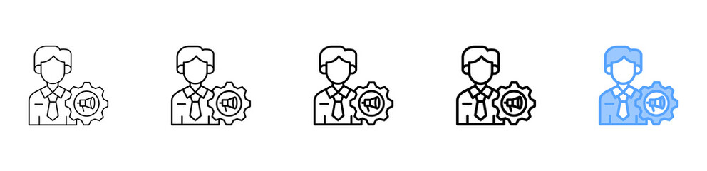 Marketing Management Icon Different Style Outline Collection Set 