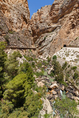 Views of Gaitanes Canyon and the tunnel in the rock