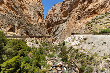 Views of Gaitanes Canyon and the tunnel in the rock
