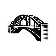 Elegant Black and White Illustration of an Arch Bridge