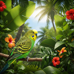 parakeets in the forest