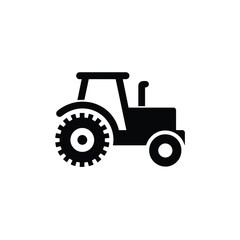 Isolated black farm tractor symbol. A clean vector graphic for agricultural themes, harvesting, and land cultivation concepts
