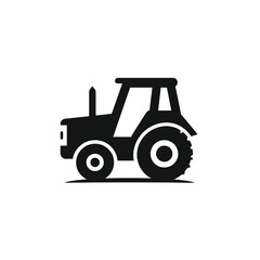 Naklejka premium Simple Tractor Icon Agriculture and Farming Concept - Black and White Silhouette