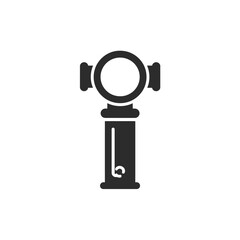 Minimalist graphic icon of a classic retro camera, embodying vintage photography and timeless design, perfect for technology or hobby-related visual content