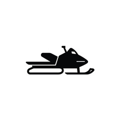 Isolated black silhouette of a snowmobile on a white background, perfect for winter sports and outdoor adventure graphics