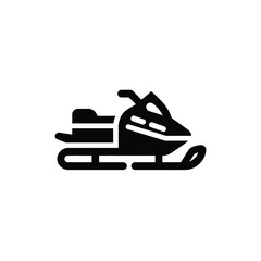 Solid black snowmobile glyph icon, a pictogram representing a winter recreation vehicle for snow travel and extreme sports