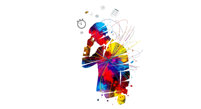 Abstract Businessman Multi-Tasking Illustration