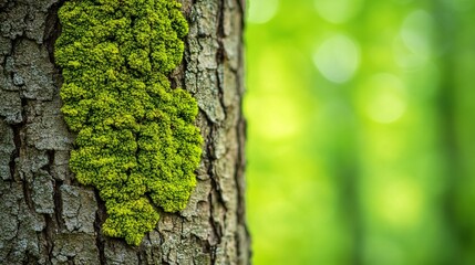 Obraz premium close-up of lichen growing on tree bark in forest nature scene