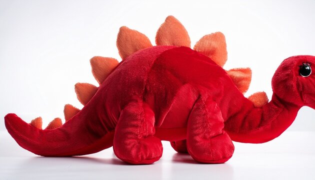 red plush dinosaur isolated on a white background