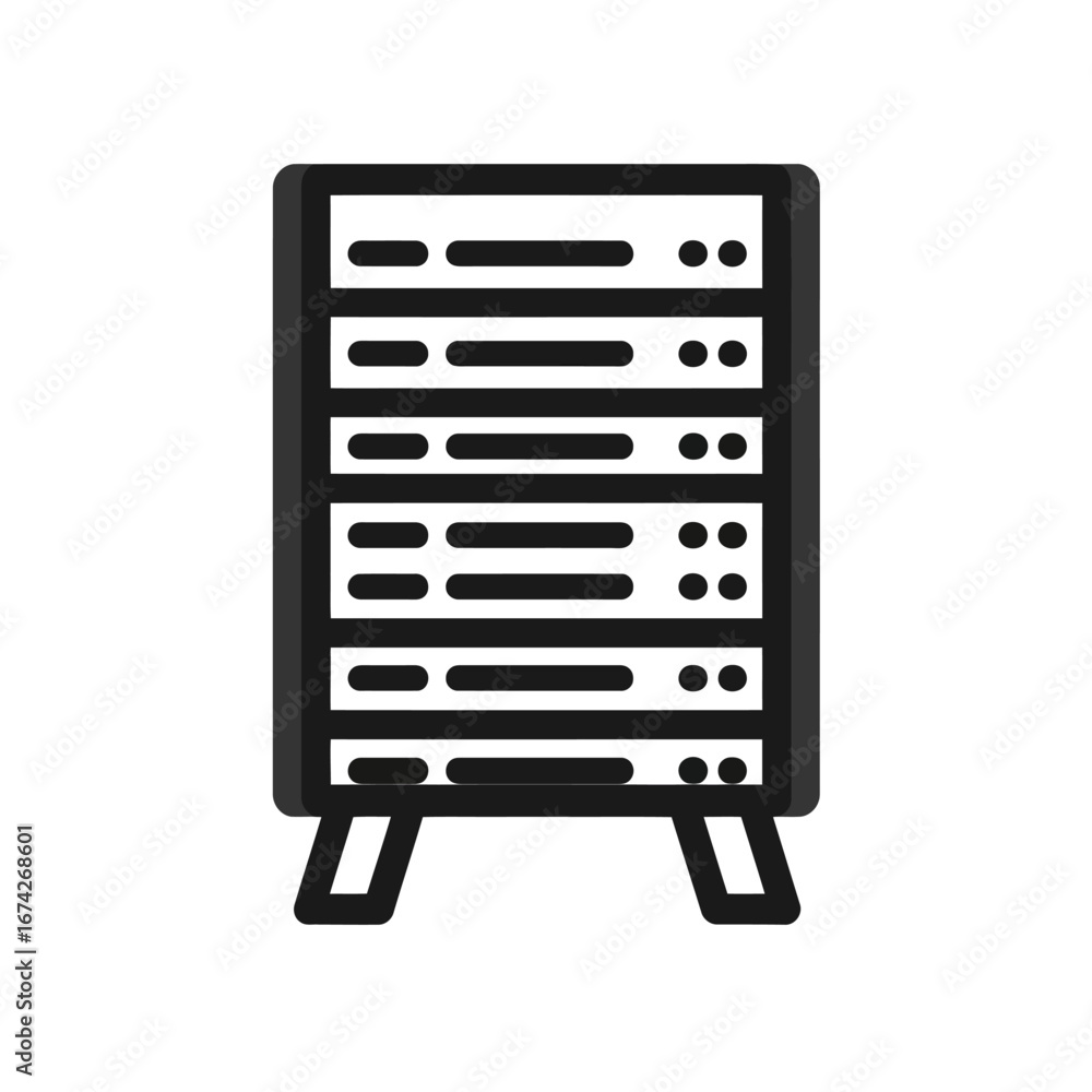 Poster server rack icon data storage and network infrastructure illustration