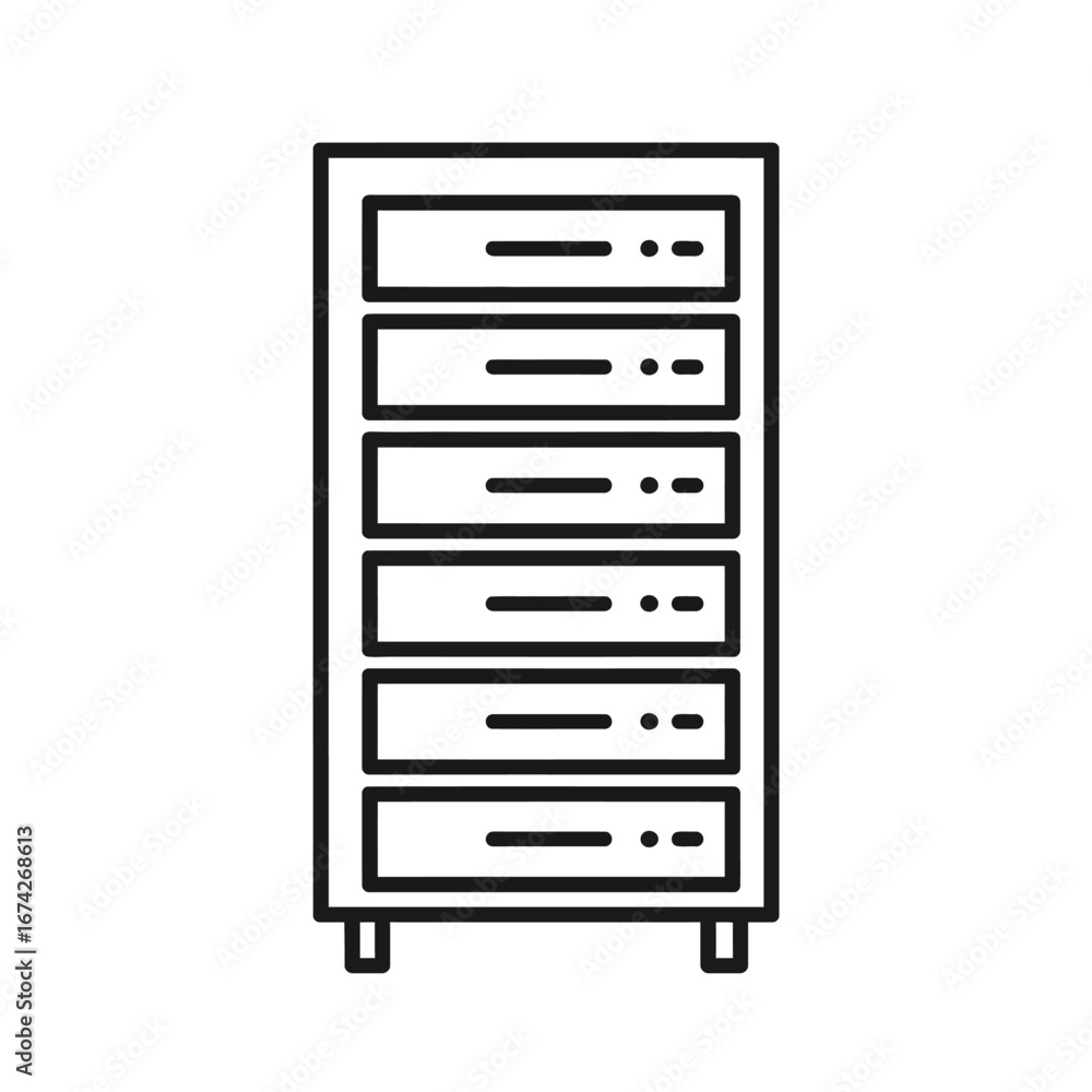 Poster rack server icon data center and network infrastructure illustration