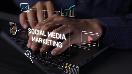 Social media marketing strategy with engagement metrics. Social marketing boosts media visibility....