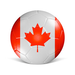 Soccer ball with Canada flag 3d render front view
