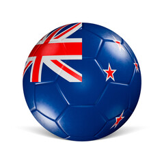 Soccer ball with New Zealand flag 3d render front view
