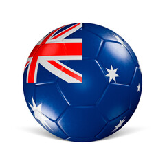 Soccer ball with Australia flag 3d render front view