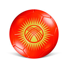 Soccer ball with Kyrgyzstan flag 3d render front view