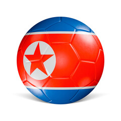 Soccer ball with North Korea flag 3d render front view
