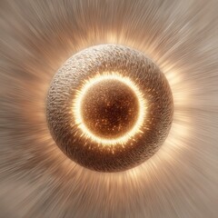 Abstract sphere, glowing ring, radiating light