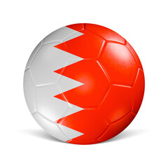 Soccer ball with Bahrain flag 3d render front view