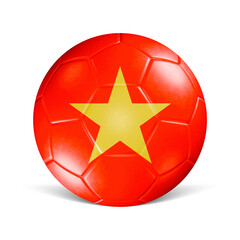Soccer ball with Vietnam flag 3d render front view