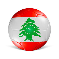 Soccer ball with Lebanon flag 3d render front view