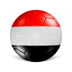 Soccer ball with Yemen flag 3d render front view